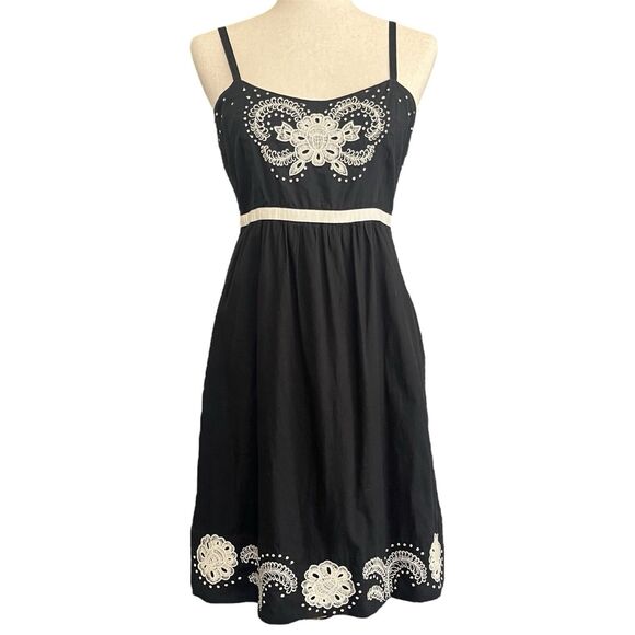 Moulinette Soeurs Y2K Babydoll Dress Size 4 Embroidered Dainty Sweetheart Neck - Picture 1 of 16